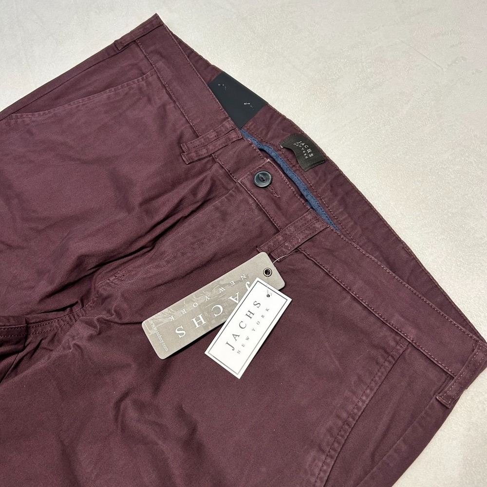 NWT JACHS New York Mens 40x30 Burgundy Slim Fit Chino Pants Stretch Casual